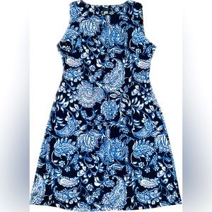 Tommy Hilfiger Blue and White Paisley Print Sleeveless Dress Size 6